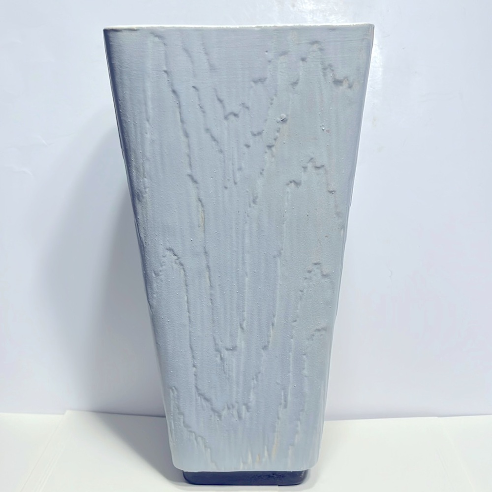 Shawnee Pottery Vase vintage Lt Blue / Grey Wood Bark Vase #1209 Classic MCM